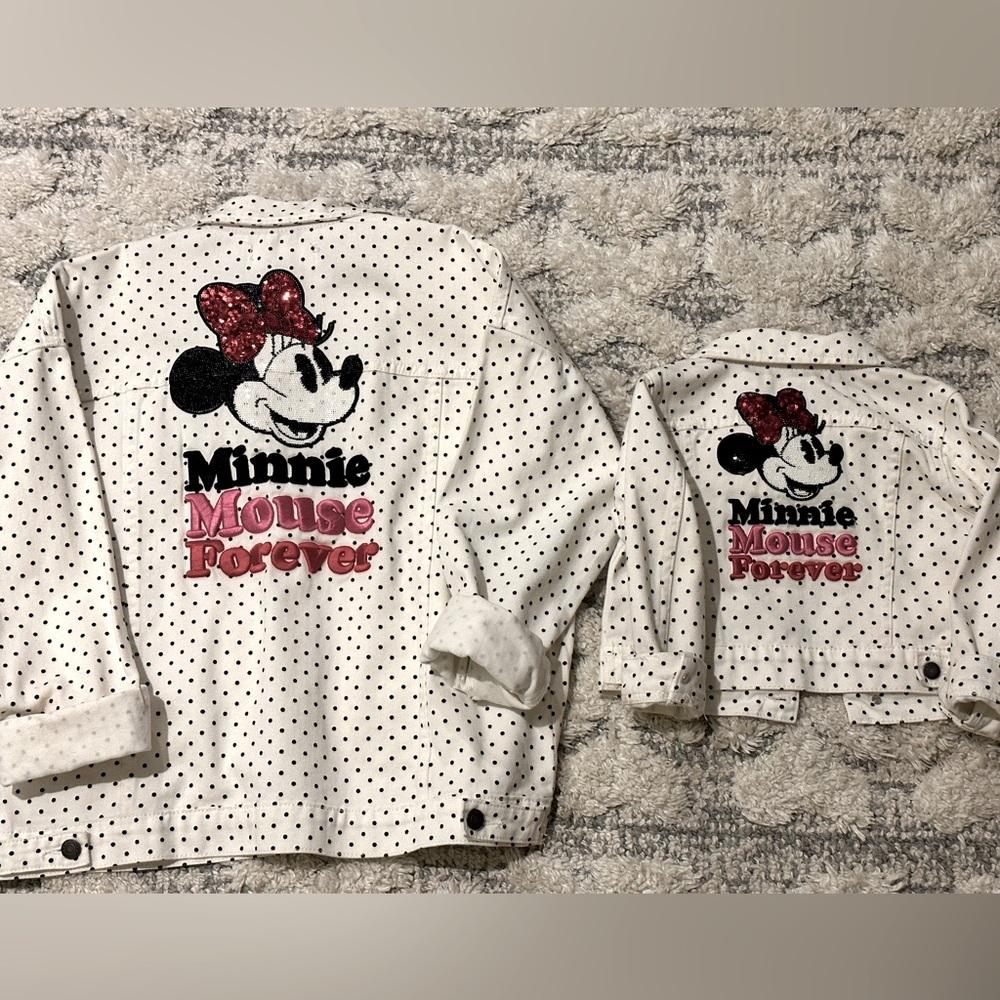 🎀🎀🎀 Disney Minnie Mouse denim mother and daughter denim jackets. 🎀🎀🎀